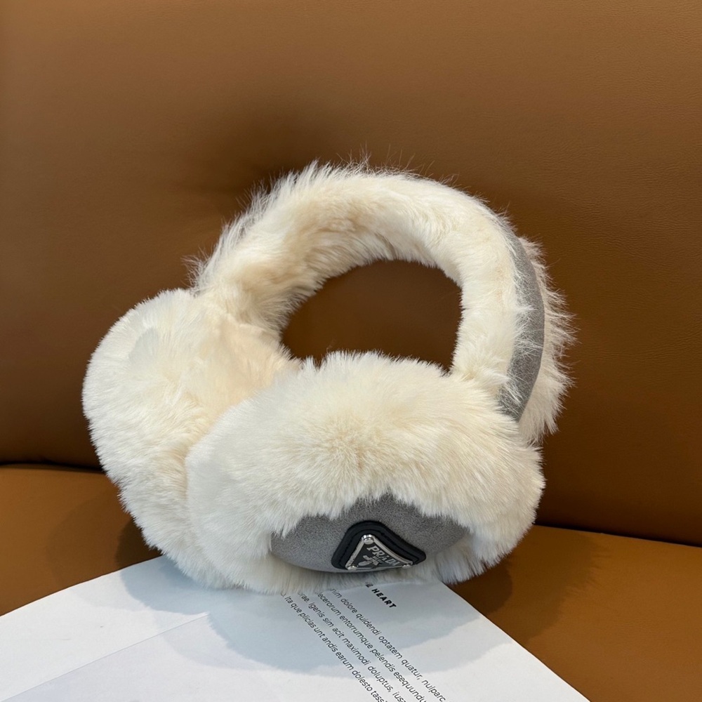 Prada Cream and Gray Fur Earmuffs - Picture 3 of 3